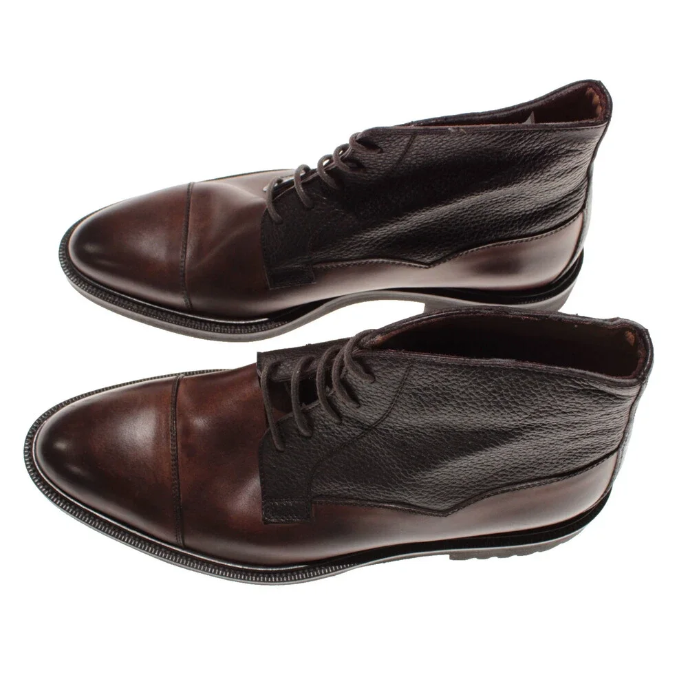 Pastori NWD Lace Up Chukka Boots Size 9 US in Brown Leather Made in Italy